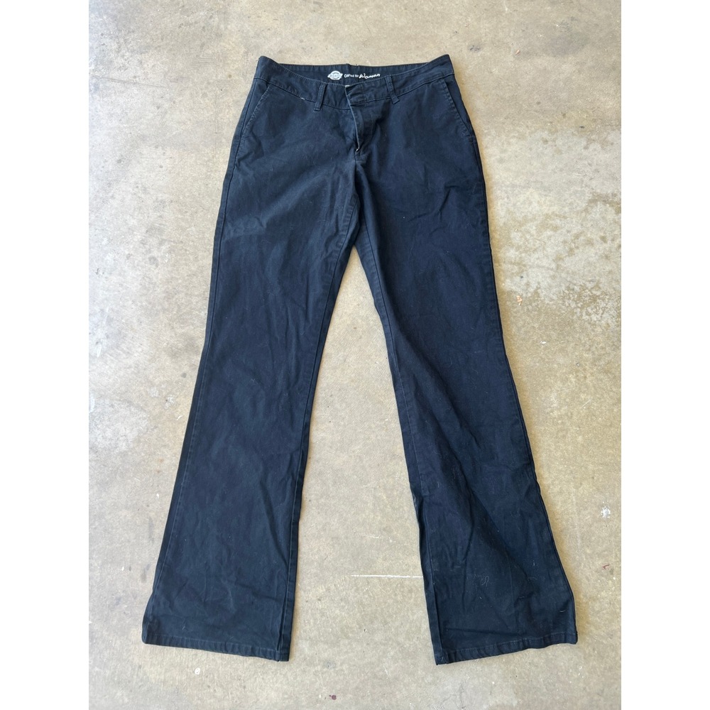 Dickies Crafted for Women Slim Fit Straight Leg Black Work Pants Size 8L Long